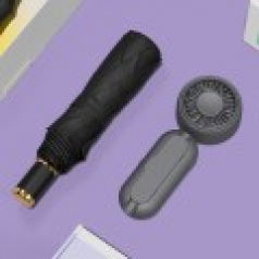 루티네 선물세트 모던 수동 암막 양우산 + 우산애착 미니 선풍기