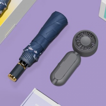 루티네 선물세트 썸머브리즈 암막 양우산 + 우산애착 미니 선풍기 #2