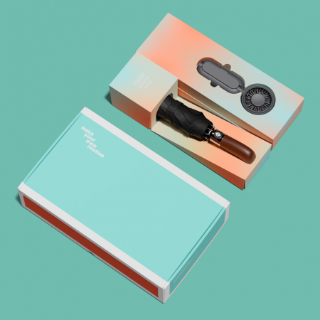 루티네 선물세트 프리미엄 우드 자동 암막 양우산 + 우산애착 미니 선풍기 #4