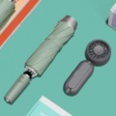 루티네 선물세트 거꾸로2세대 자동 암막 양우산 + 우산애착 미니 선풍기