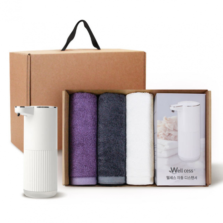 [송월타올] 디스펜서 기프트세트 04, 뱀부프리미엄무지 타올 180gx3P + 웰세스 디스펜서 360ml 1P #4