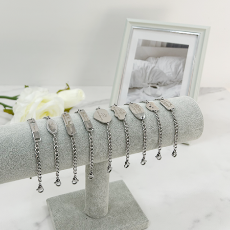 주문 제작 남자 여자 아동 어린이 치매 노인 미아 방지 써지컬 스틸 팔찌 #4