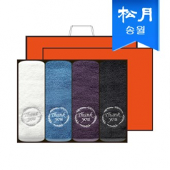 [송월타올] 땡큐 180g 뱀부얀 호텔수건 4매 선물세트, 쇼핑백 기념수건 답례품