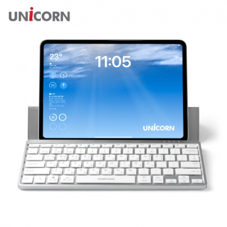 유니콘 다용도 가죽 케이스 블루투스 무선 키보드, 휴대용 블루투스 3채널 무선키보드 충전식 태블릿 스마트폰거치 BK-1200SB #2