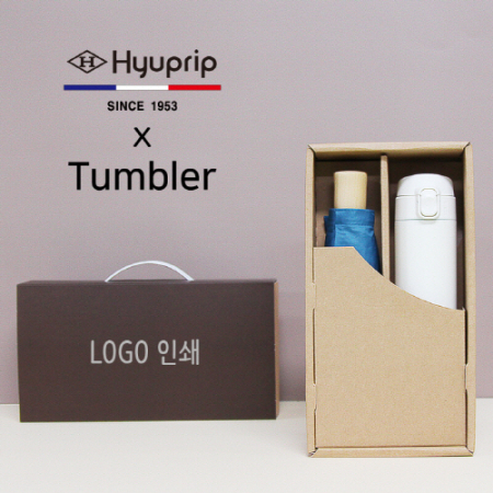 협립 3단 마시멜로 수동 우산 + 모던 원터치 500ml 텀블러 세트 #2