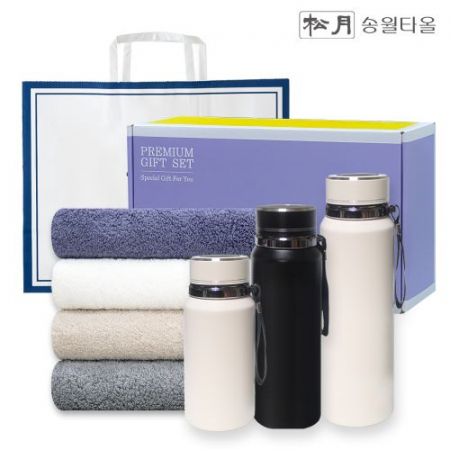 송월 프리미엄 선물 세트 (호텔40수 테일러 1P + 프리미엄온도텀블러 600ml / 800ml / 1000ml 1P) #4