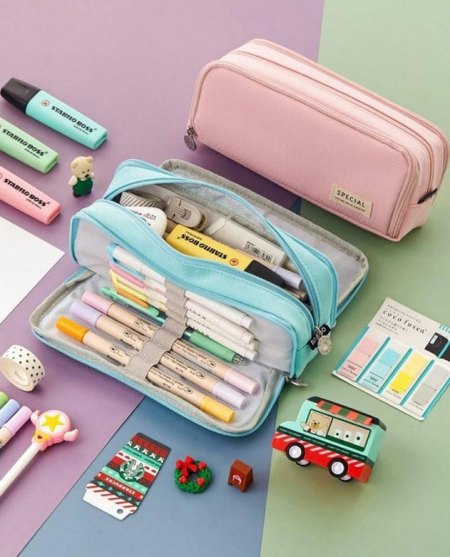 대형필통 대형펜파우치 대용량필통 더블오픈형필통 이쁜색필통 #4