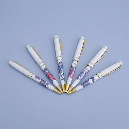 금장 자개일러스트 전통볼펜 리필심세트 화이트 #2