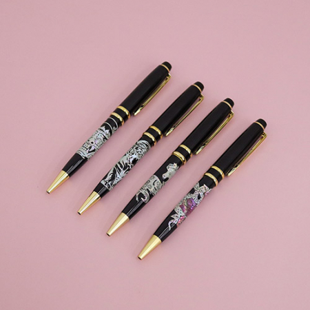 금장 자개일러스트 전통볼펜 리필심세트 블랙 #2