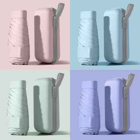 초경량 슬림 5단 미니우산 + 케이스포함, 우양산 초소형 접이식 암막 판촉 인쇄 휴대용 #4