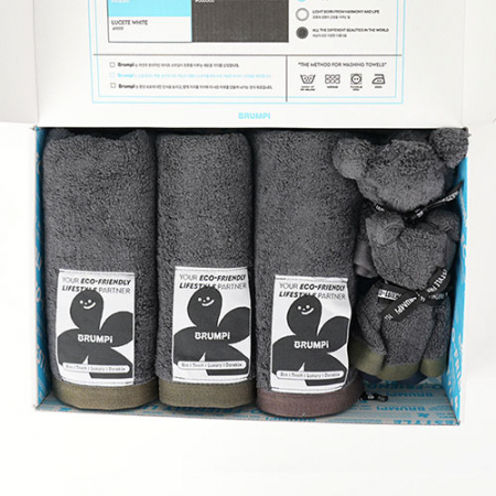 브룸피 프리미엄 뱀부 타올 기프트 세트 220g 40수 수건 다크그레이, 타월 3개입+핸드타월 2개입 #3